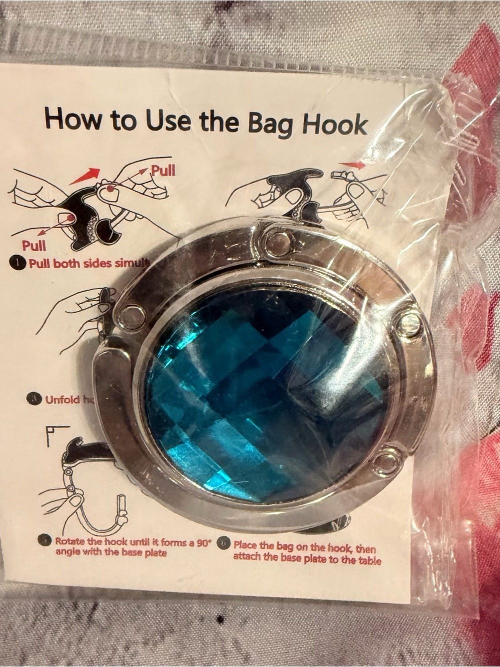 Blue Crystal Purse Hook/hanger NWT A62